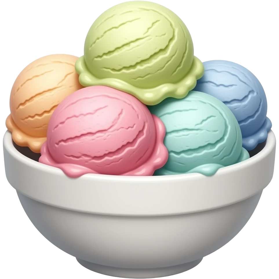 bol de crème glacée multicolore pastel emoji