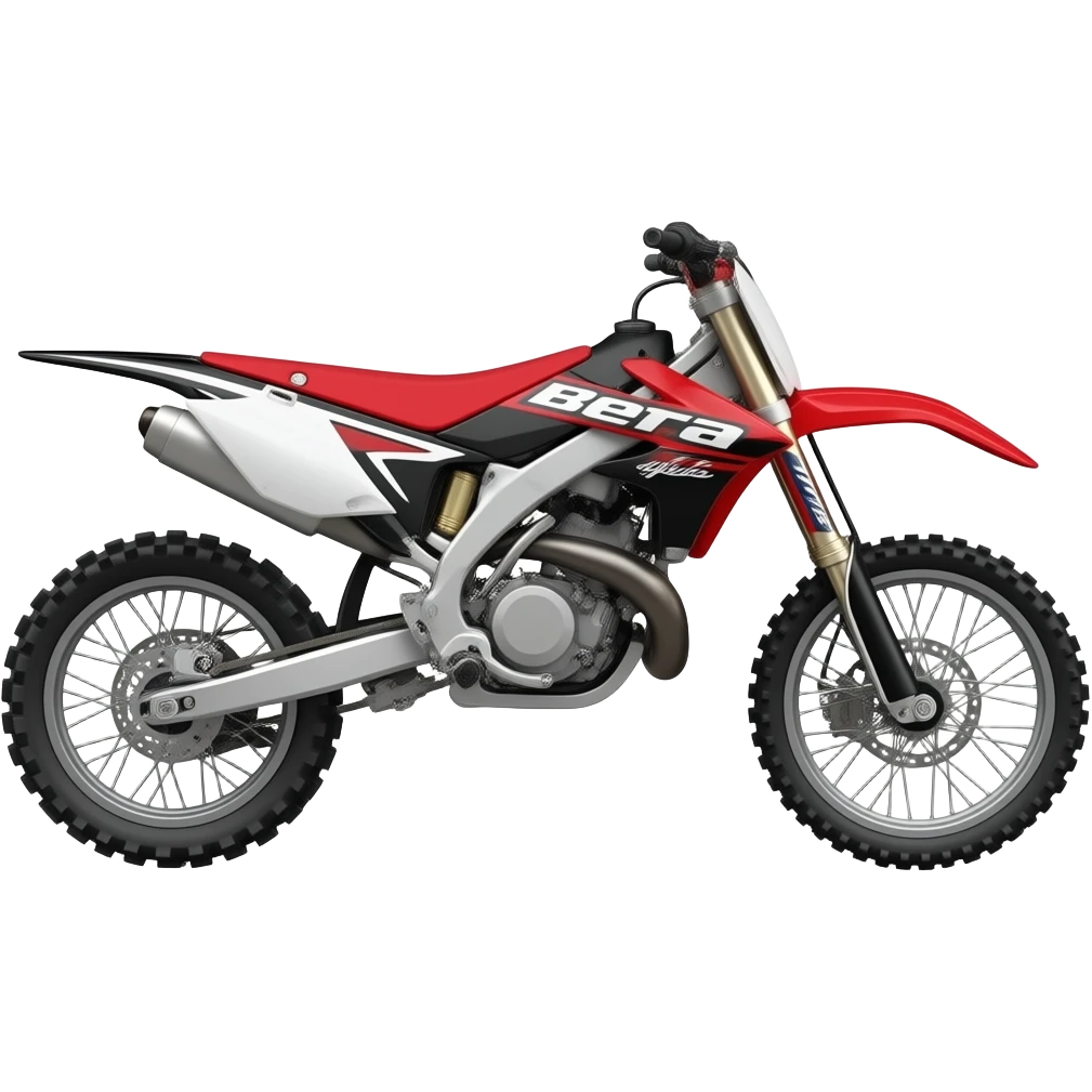 Eine beta rr50 supermoto in schwarz rot von der Seite ohne fahrer emoji