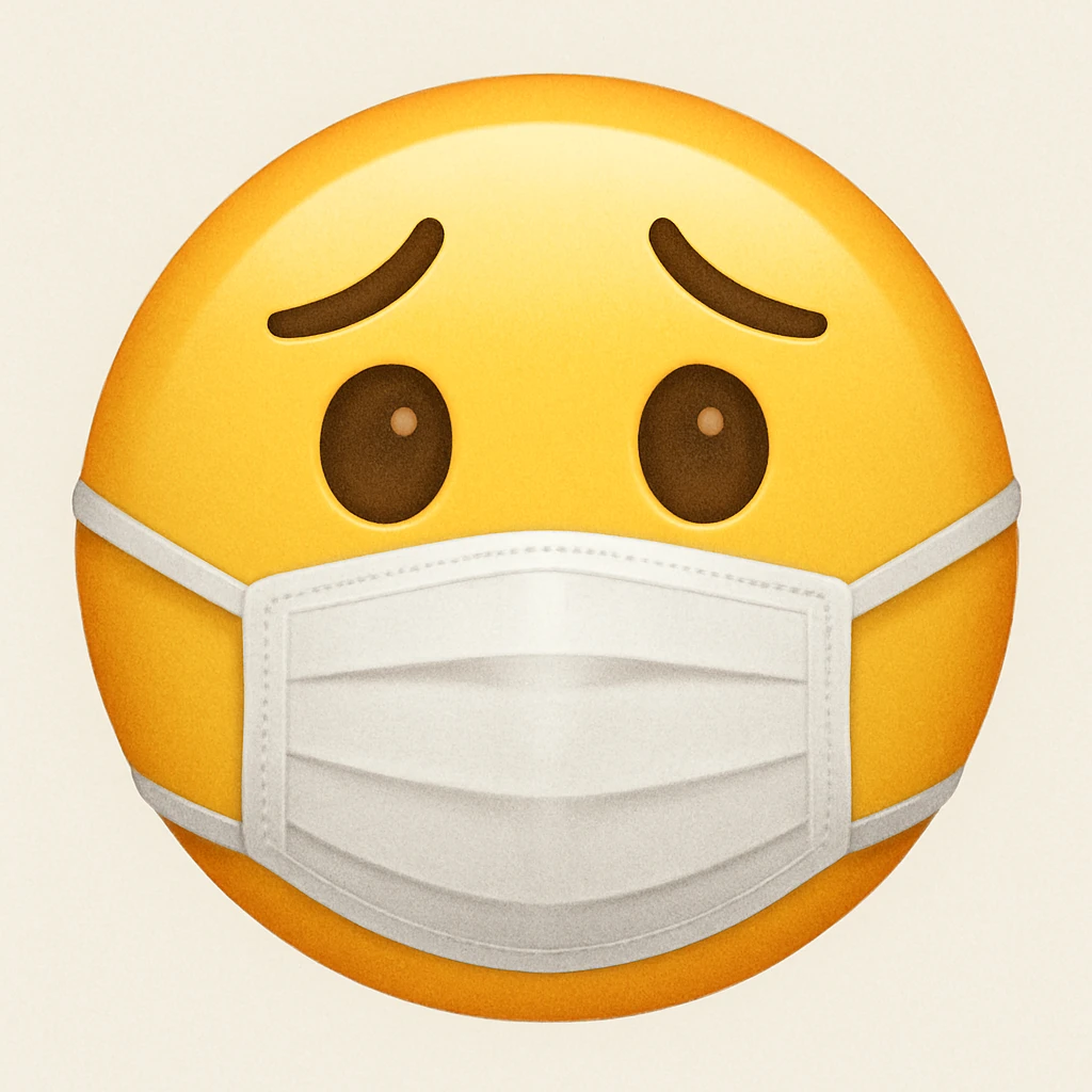 emoji with face with medical mask and worried eyes emoji
