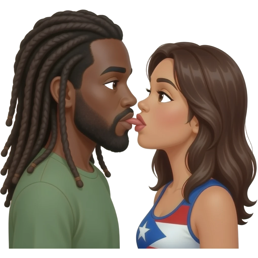 Black man with long dread locs and Puerto Rican women sucking dick emoji