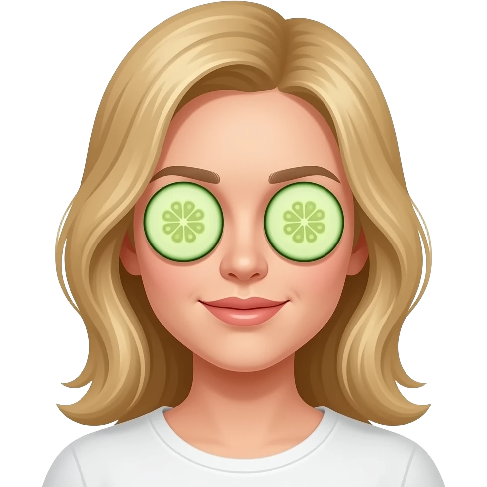 Girl blonde Cucumber on eyes emoji