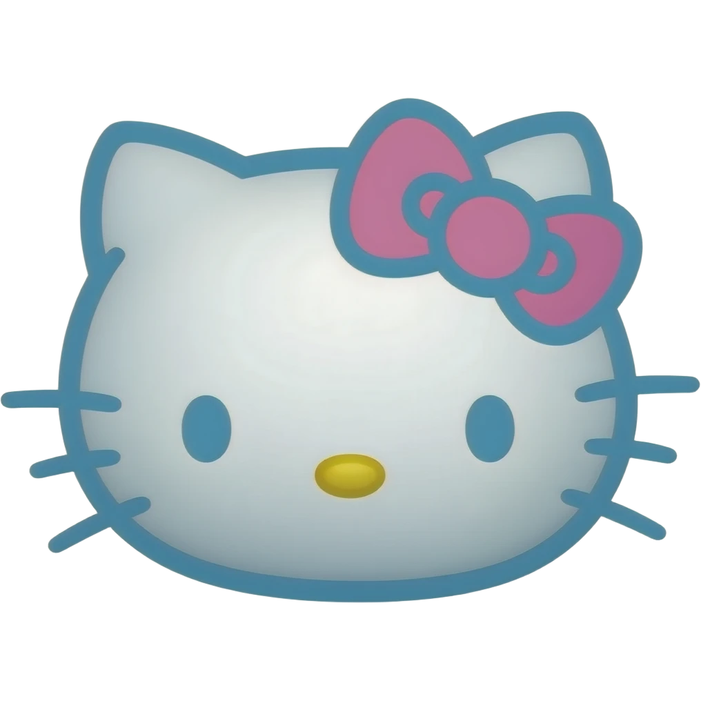 Baby blue outline hello kitty head emoji