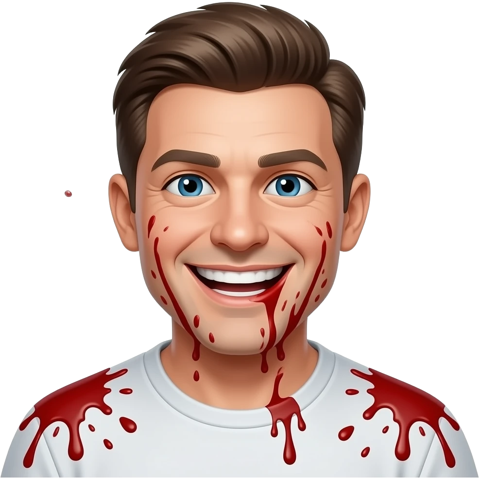 Crazy smiley face with blood splatter emoji