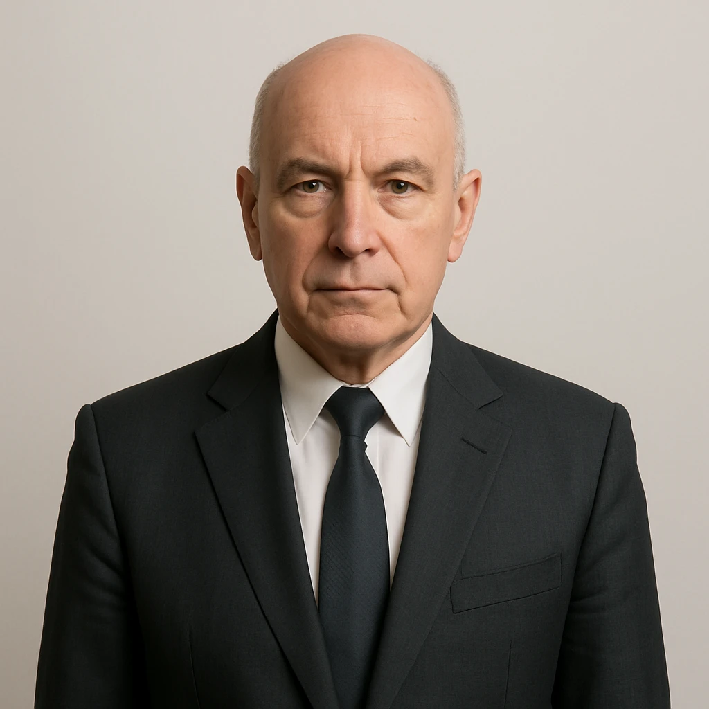 old bald professional man, business attire, neutral expression, clean background emoji