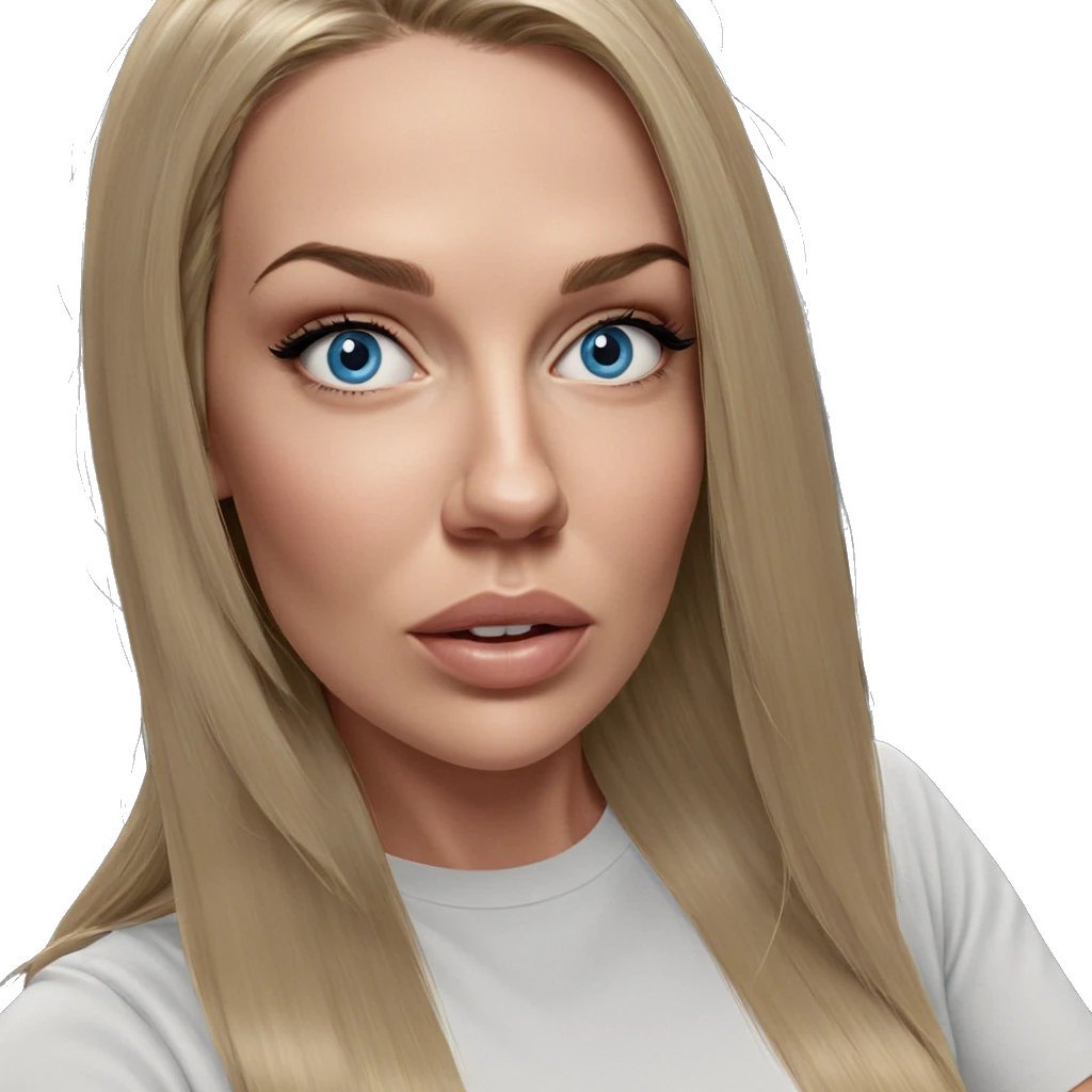 blonde girl portrait with blue eyes emoji