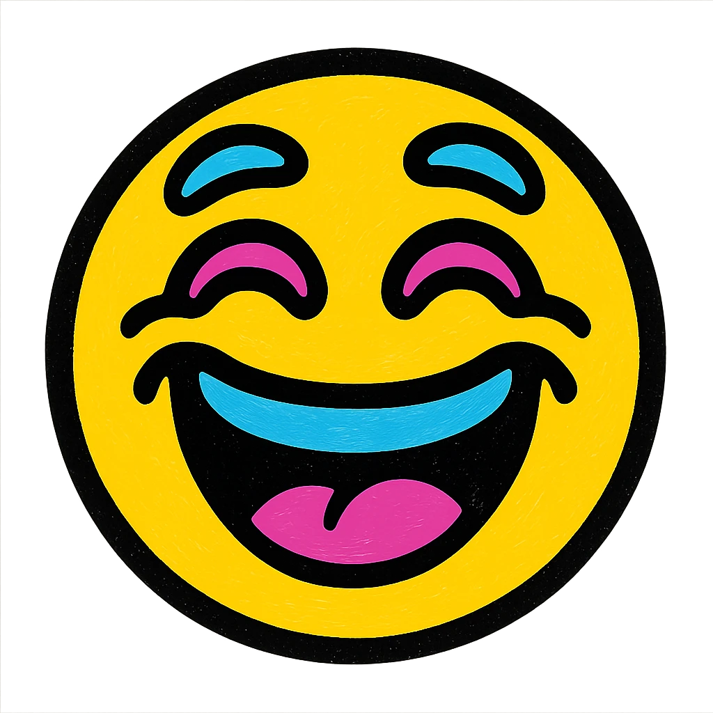 vibrant colors laughing face, playful mood emoji
