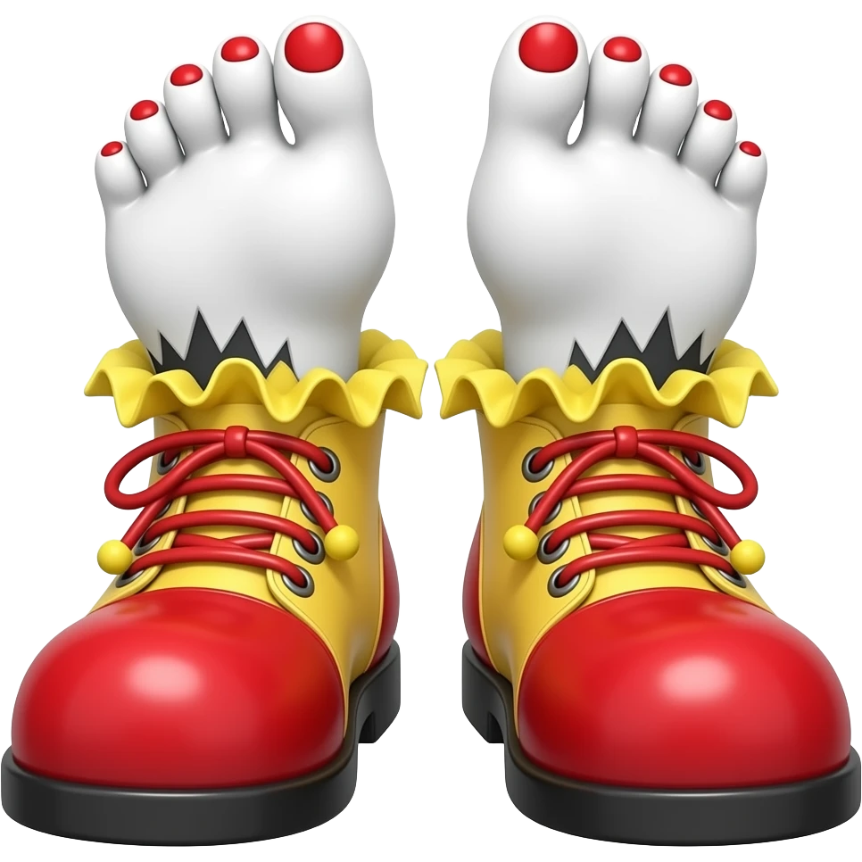 White toes with red toenails ripping of clown shoes emoji
