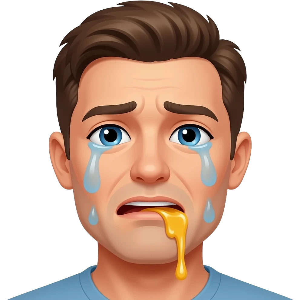 guy crying with way more honey being poursed into his mouth emoji