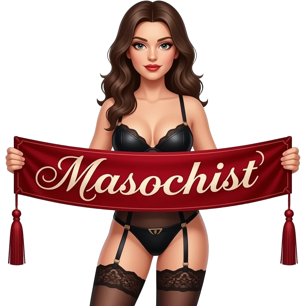 make a naughty sexual and seductive that just says the word "Masochist" emoji