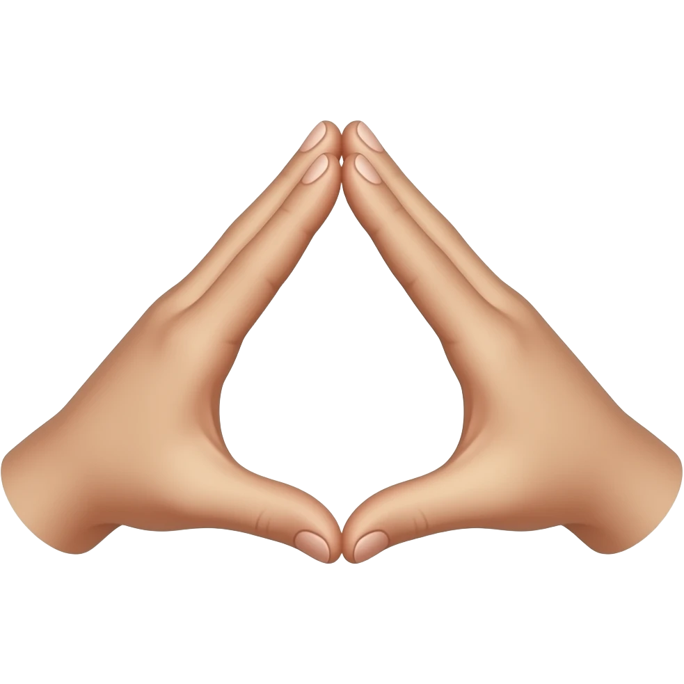 Two hands from top view form a triangle in the middle emoji