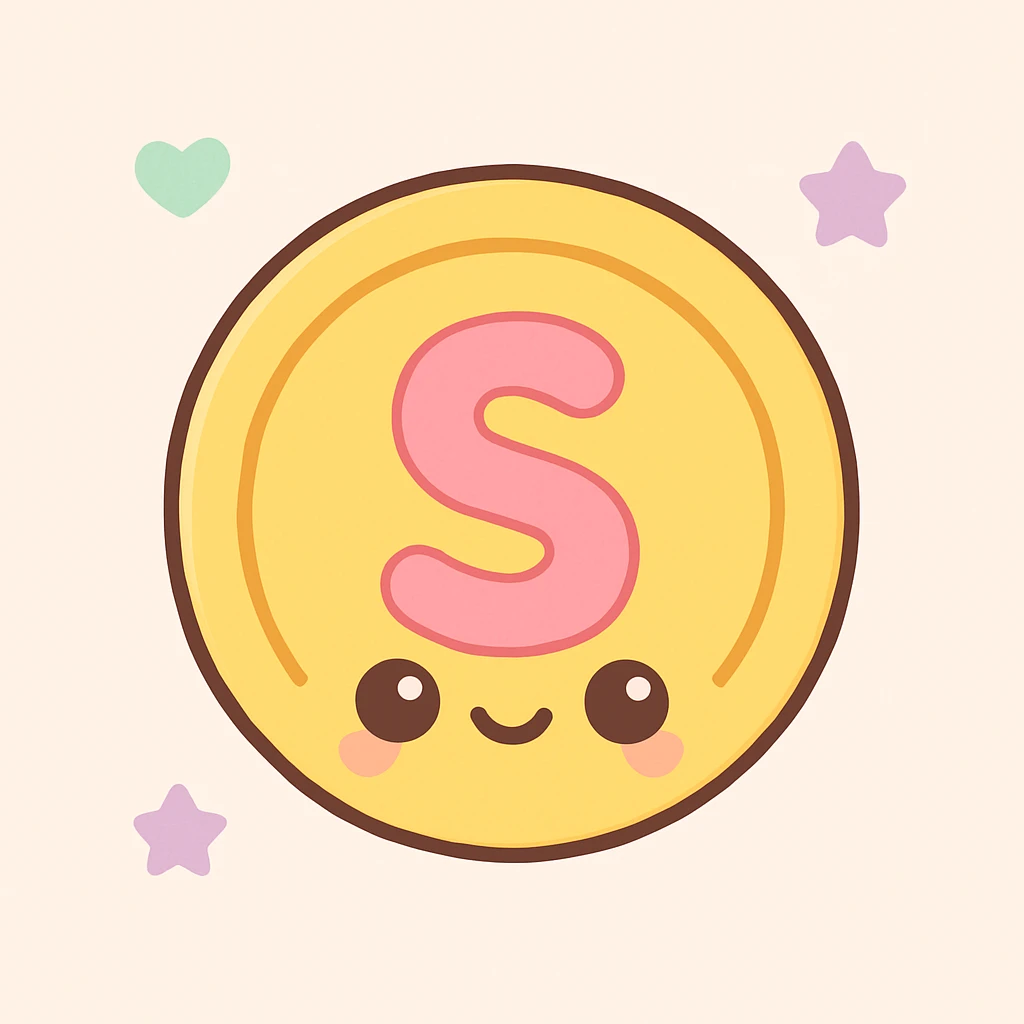 cute kawaii style coin with the letter S emoji