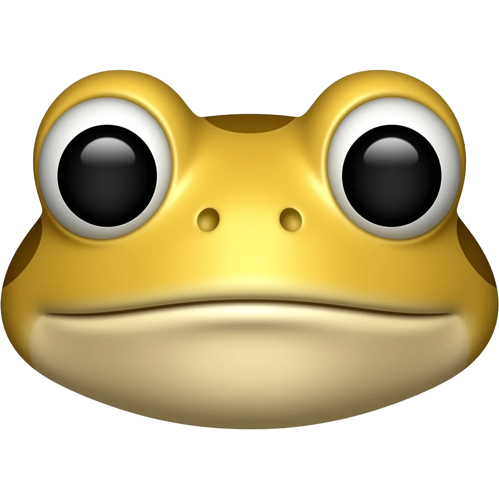 A golden toad facing forward in a flat emoji shape emoji