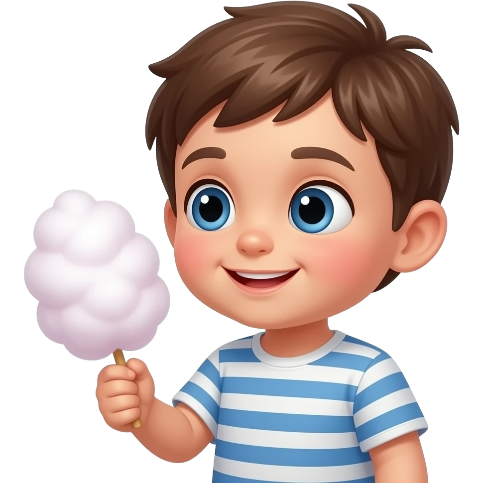 Kid eating cotton candy closeup emoji