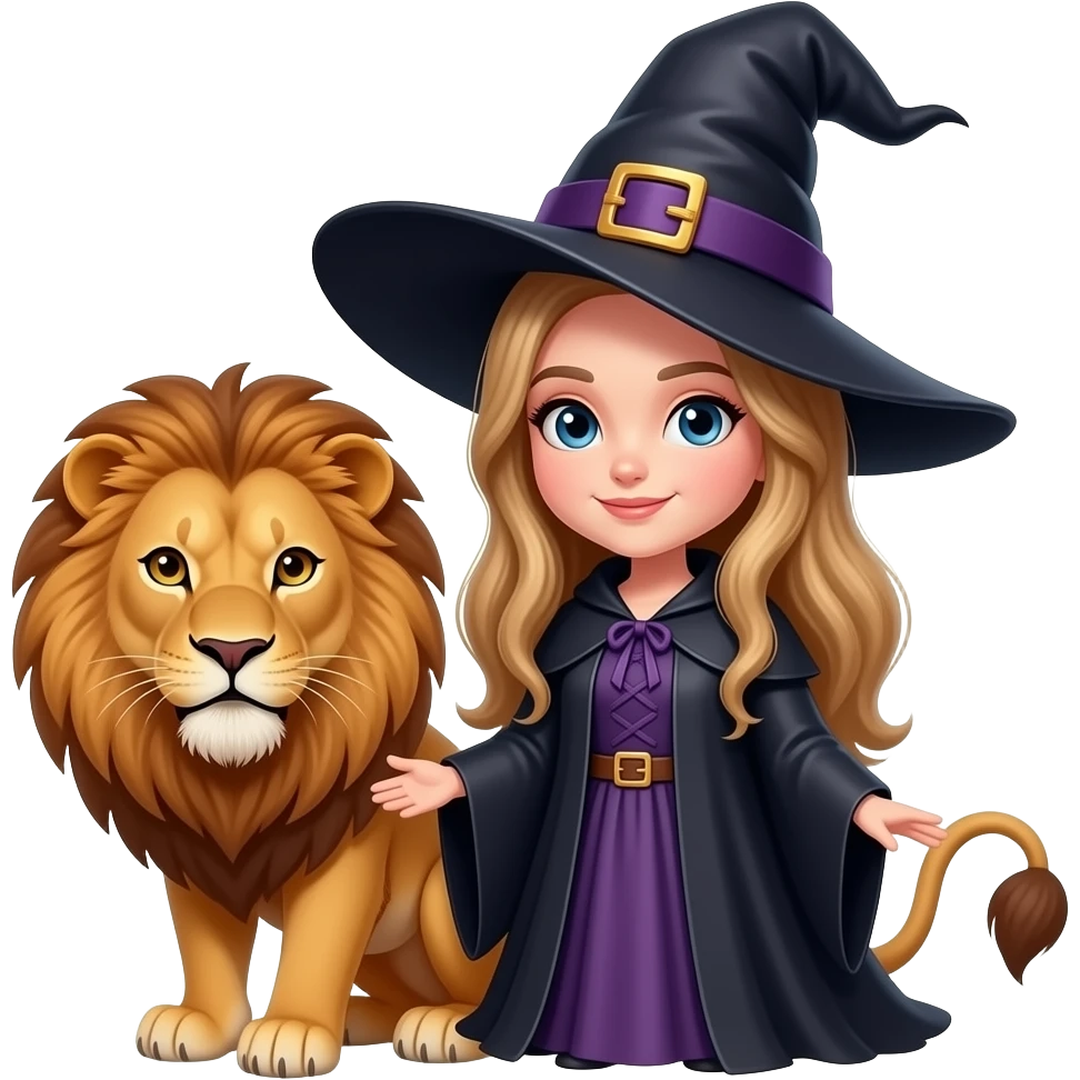 lion, witch emoji