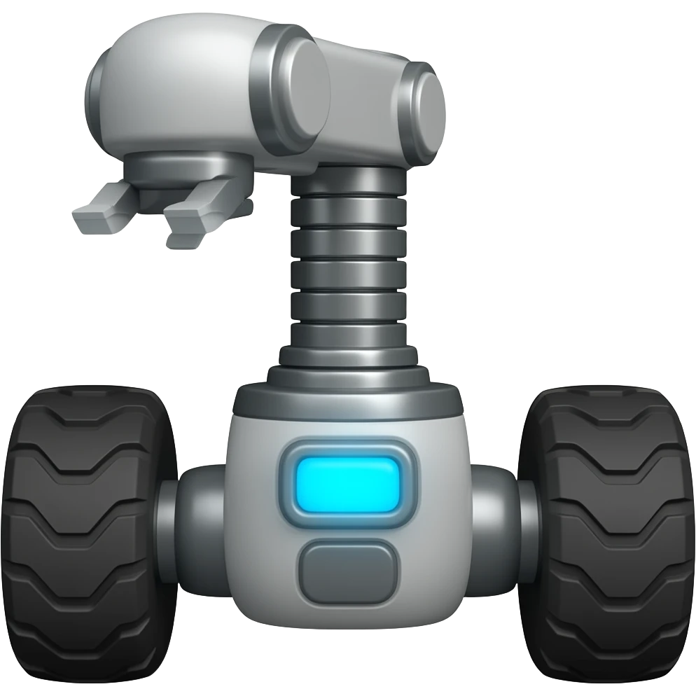 Robot with wheels and blue led emoji