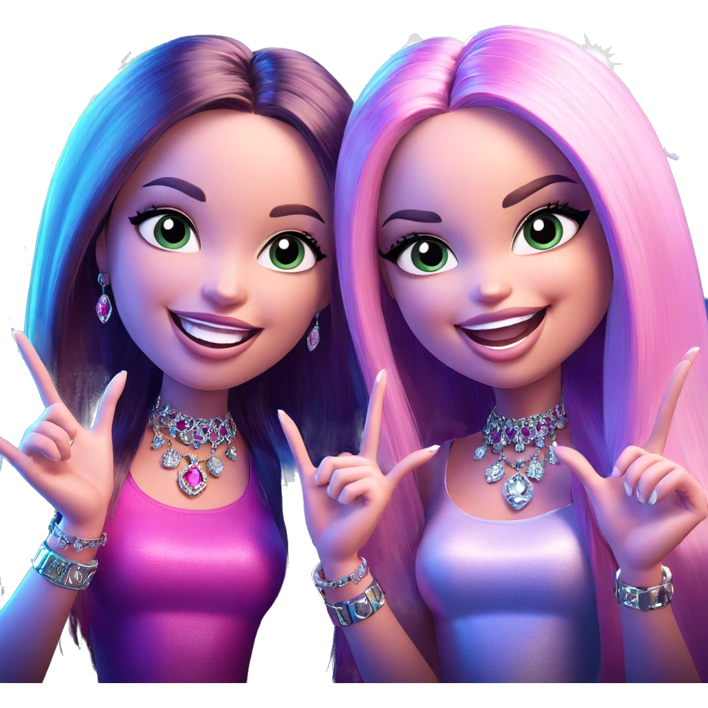 happy girls with beautiful jewelry emoji