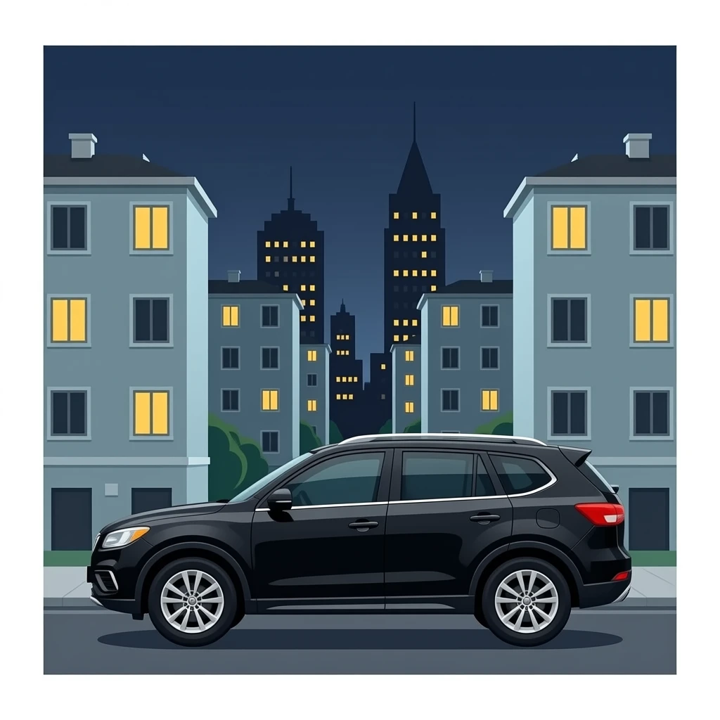 un suv nero è delle case popolari di notte emoji