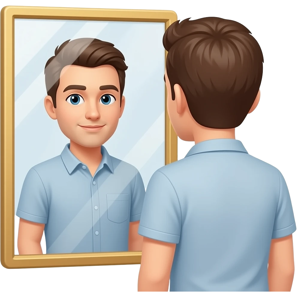 man standing in front of mirror emoji