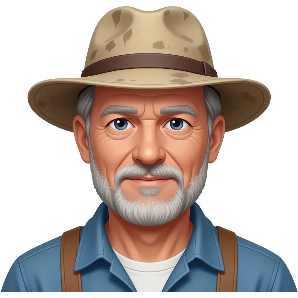 Crea a un pescador con sombrero, 50 años. emoji