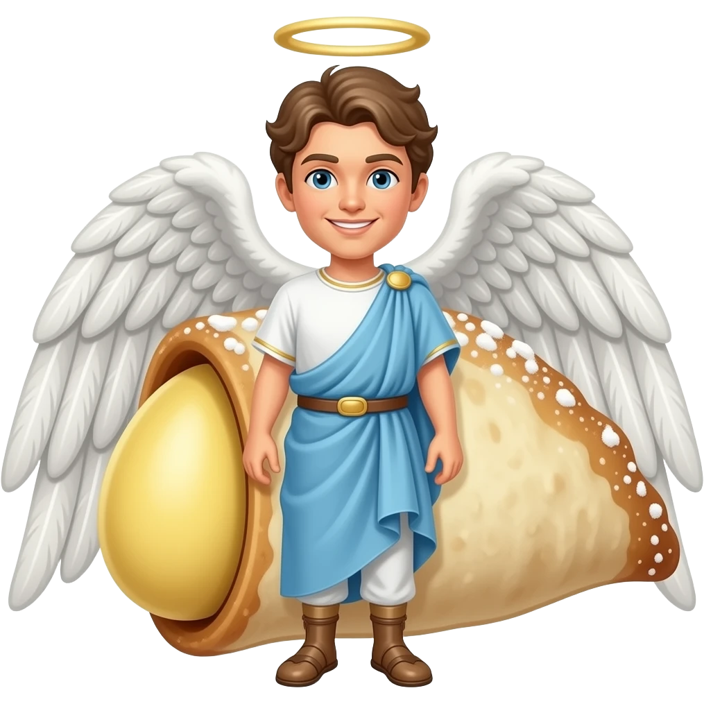 Canolli with toga and angel wings and halo emoji
