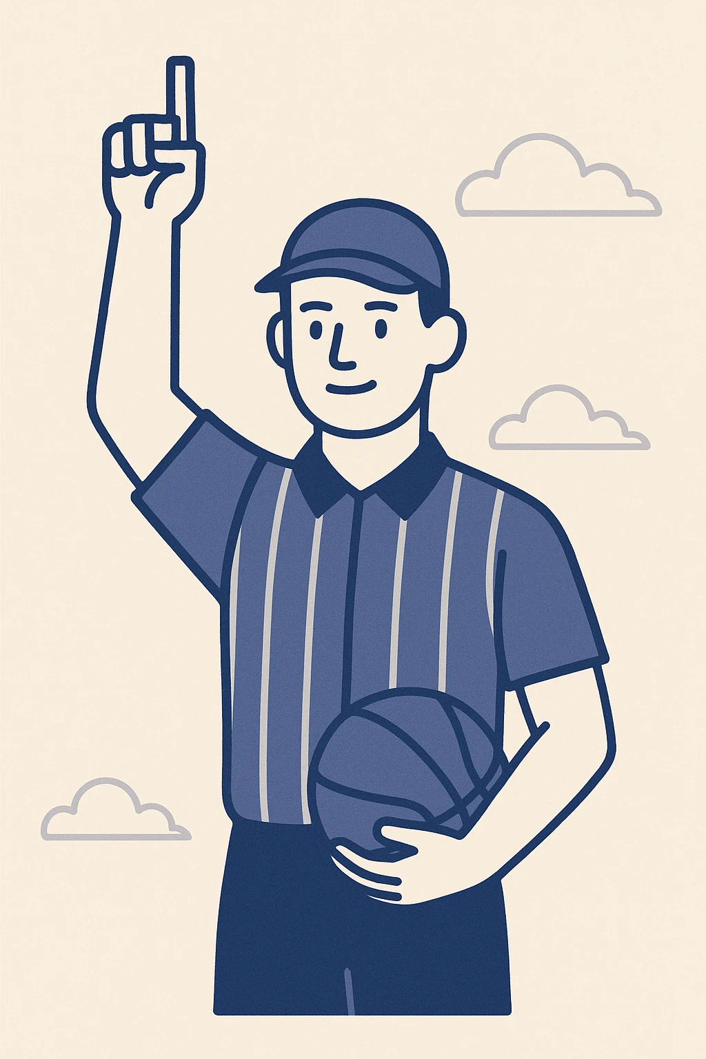 basketball referee signaling a technical foul, calm facial expression, modern cartoon style emoji