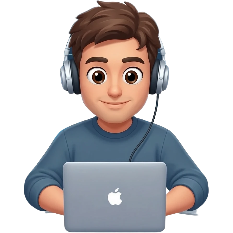 Génère moi un développeur web concentré sur son mac emoji