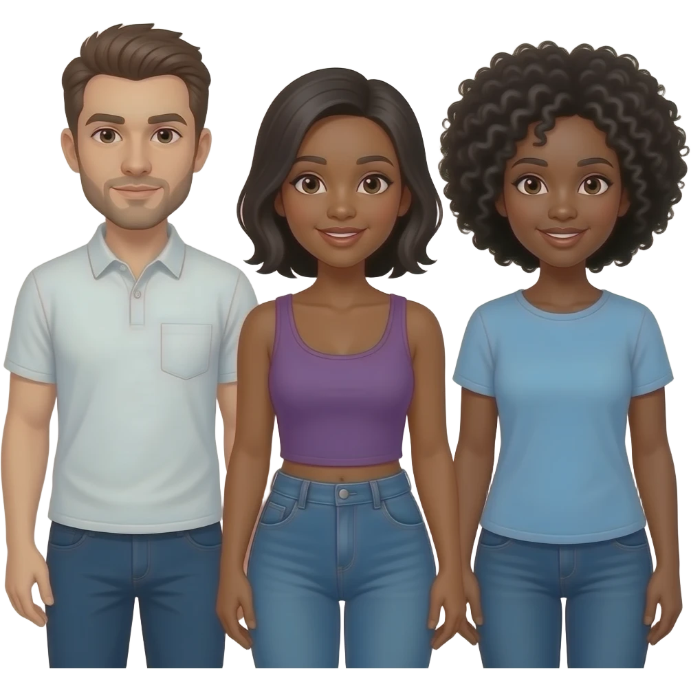2 white men 2 black females emoji