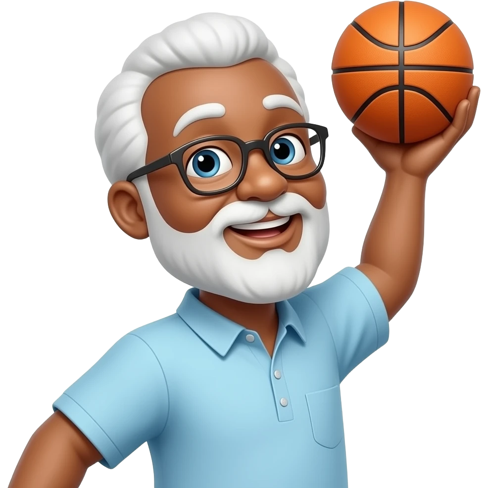 Black grandpa dunking basketball  emoji
