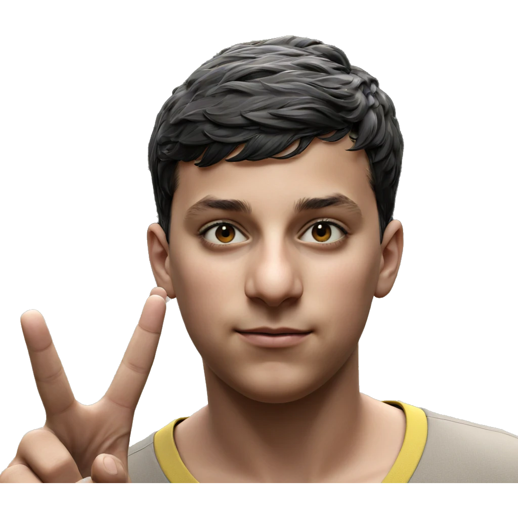 black haired boy outdoors portrait emoji