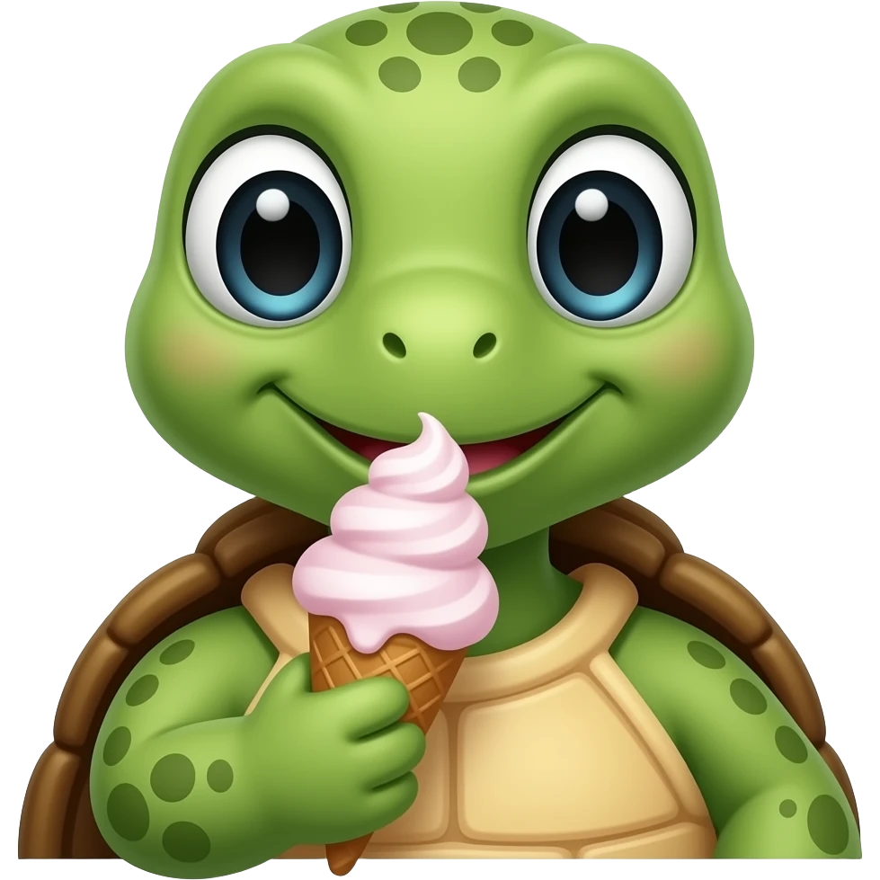 Turtle Eats Ice Cream front facing closeup emoji