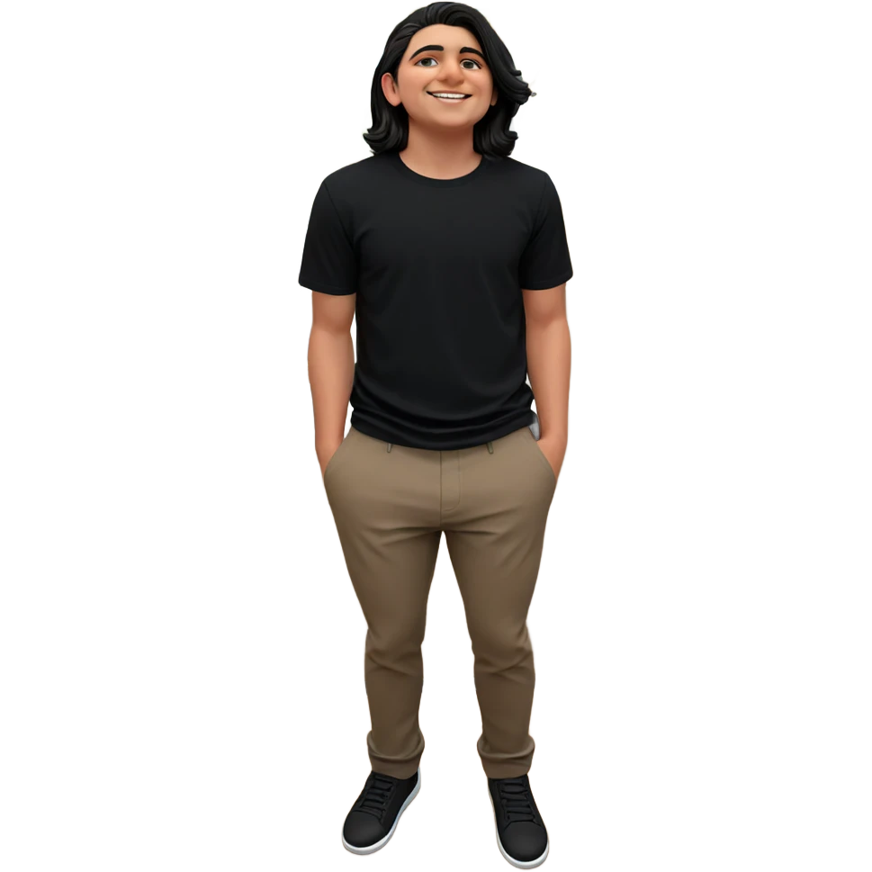 smiling boy in black shirt emoji