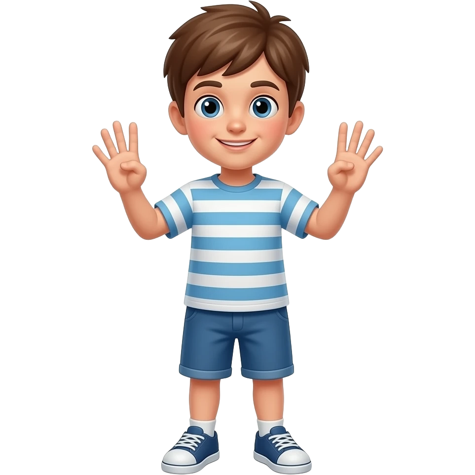 A boy who makes the six seven gestures emoji