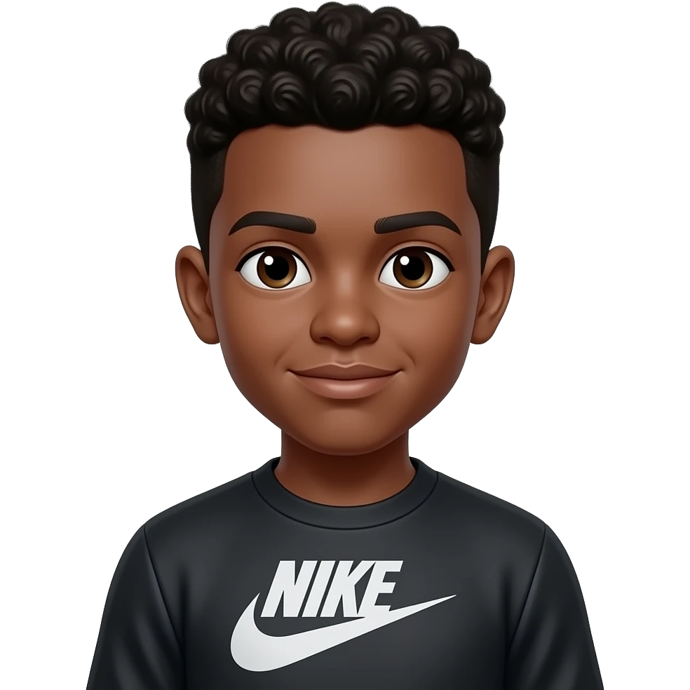 Head of a black boy wearing a Nike Tech sweater emoji