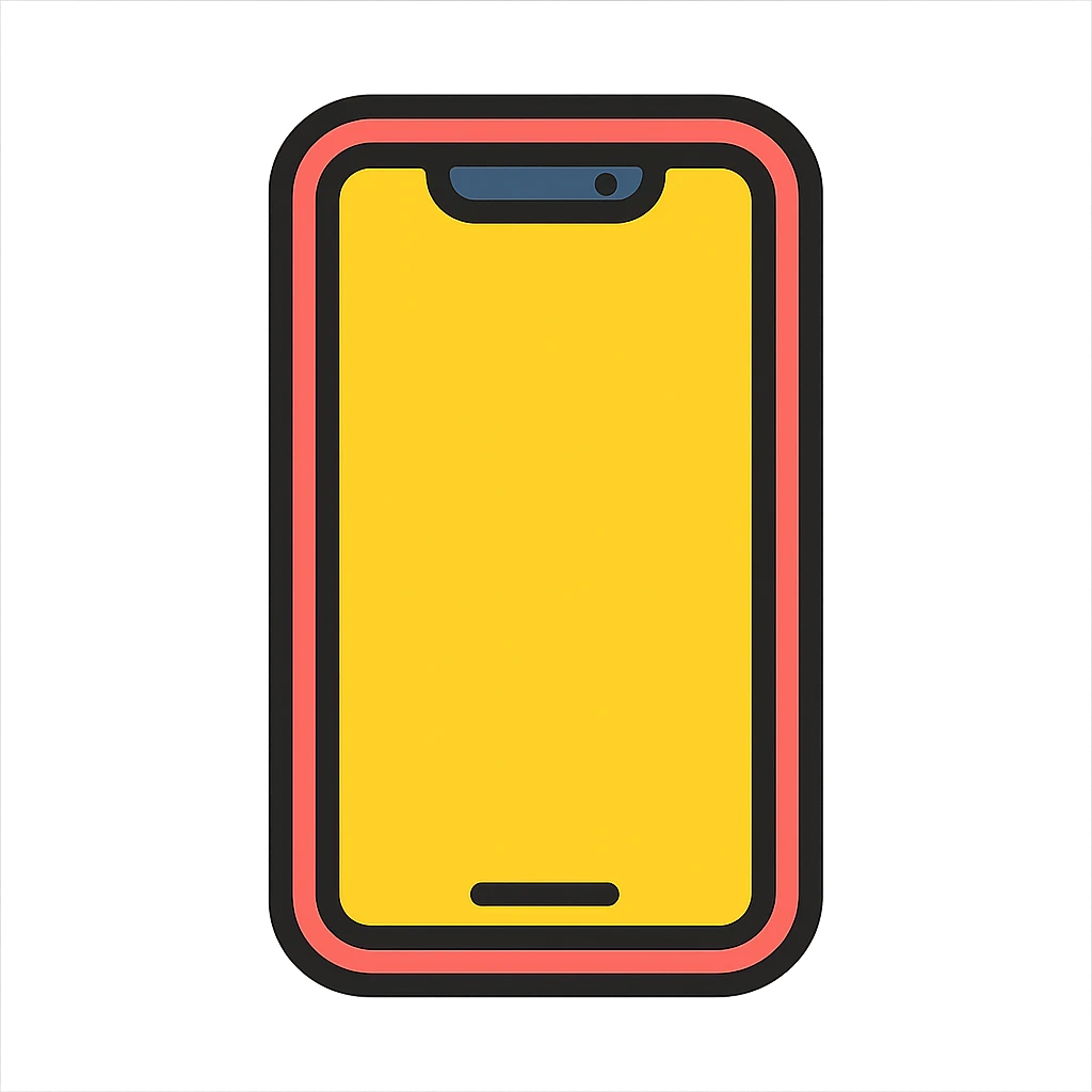 iPhone emoji as a colorful outlined icon, playful, vibrant colors emoji