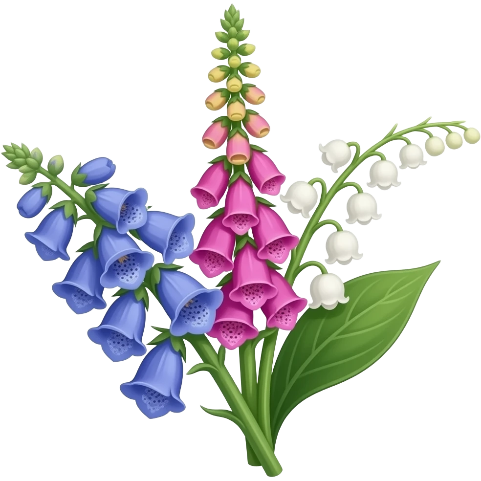 Bluebell-foxglove-lily of the valley-flower-hybrids emoji