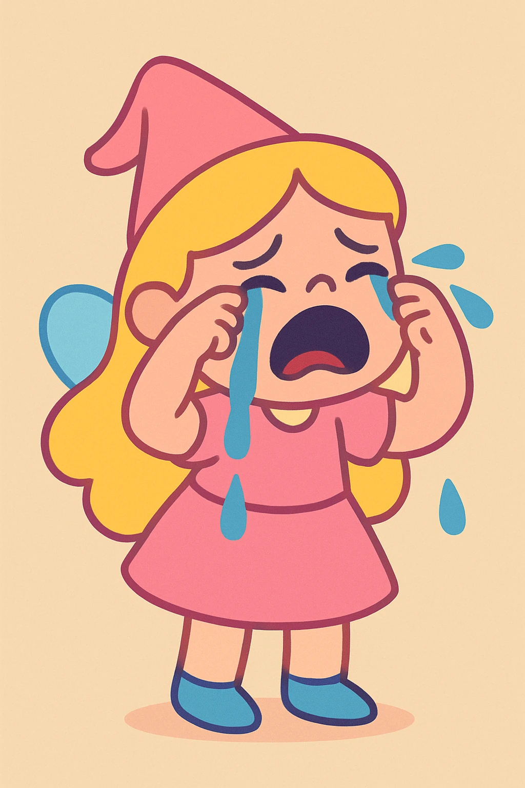 A cute fairytale character crying emoji