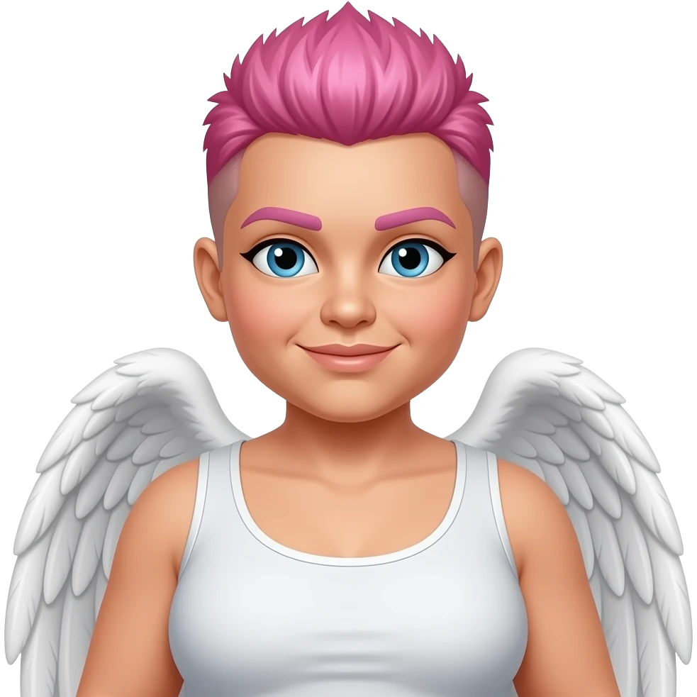 An obese sexy Angel, pink hair buzzcut emoji