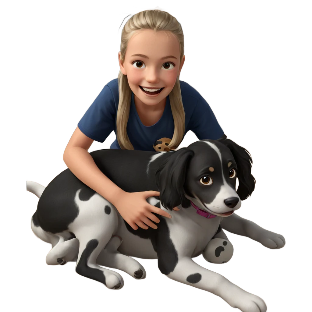 happy girl with dog emoji