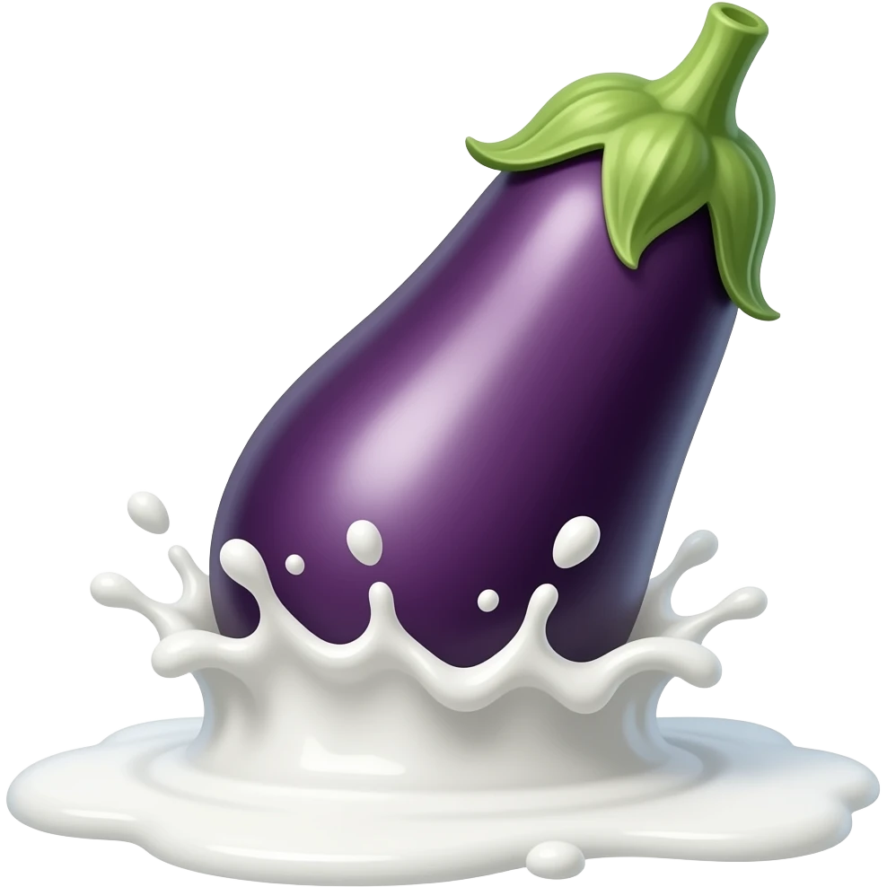 Eggplant eruption in milk at the bottom of the eggplant emoji