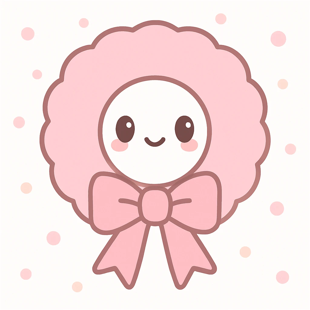 cute pink Christmas wreath with a bow, kawaii style emoji
