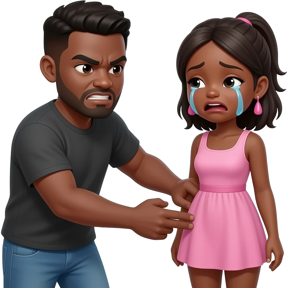 a black angry man slapping his black girlfriend crying buttocks emoji