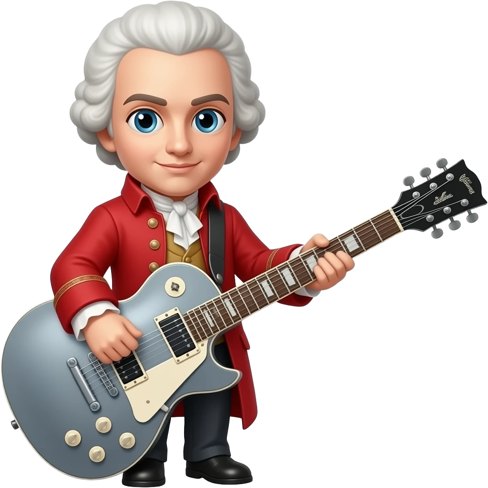 Mozart with metal electric guitar emoji