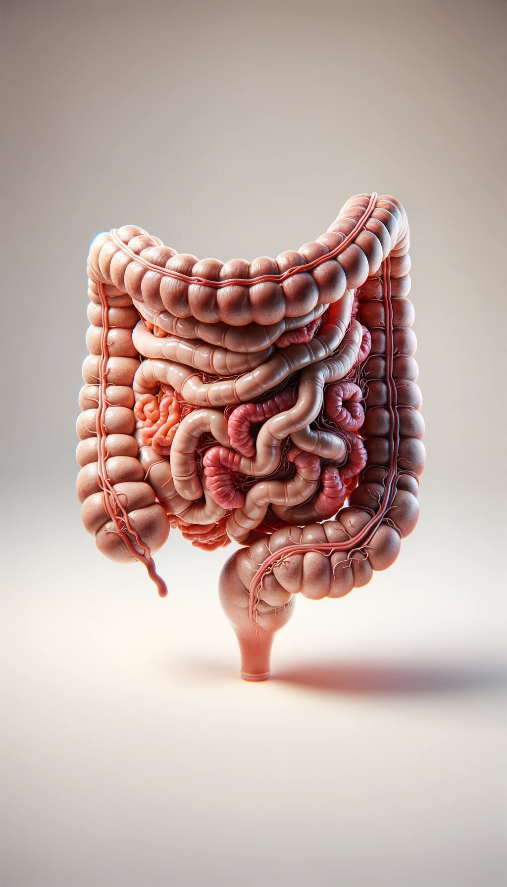 dolore all'intestino umano anatomico realistico, sfondo chiaro emoji