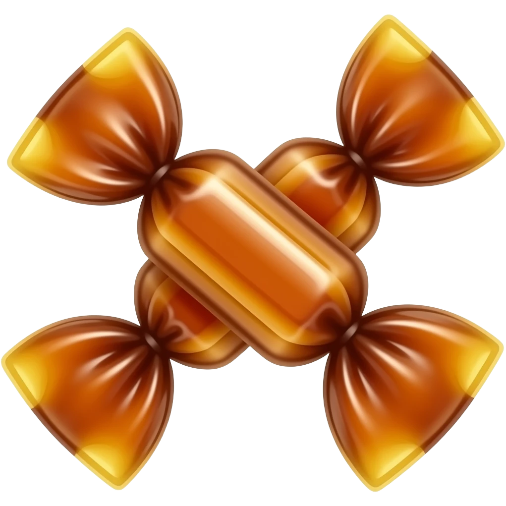 glossy caramel honey taffy candy, Korean yeot, cute emoji style, minimal ios emoji emoji