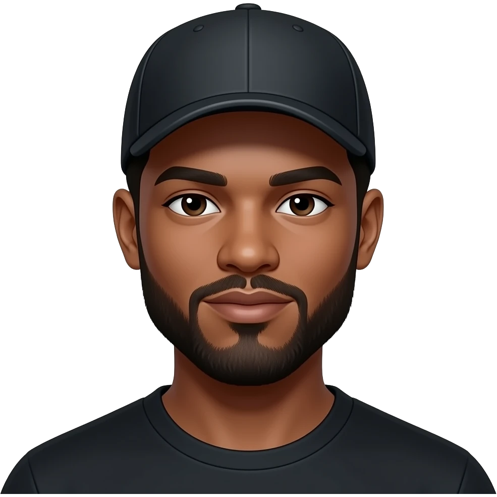 Moreno obscuro barba delineada con cachucha negra emoji