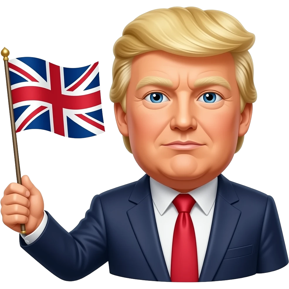 trump holding a british flag emoji