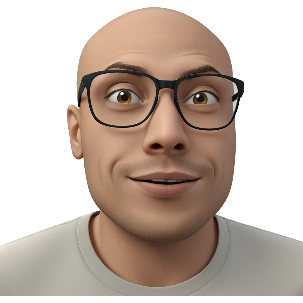 bald boy in glasses portrait emoji