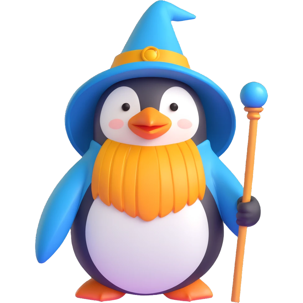 A penguin wizard emoji