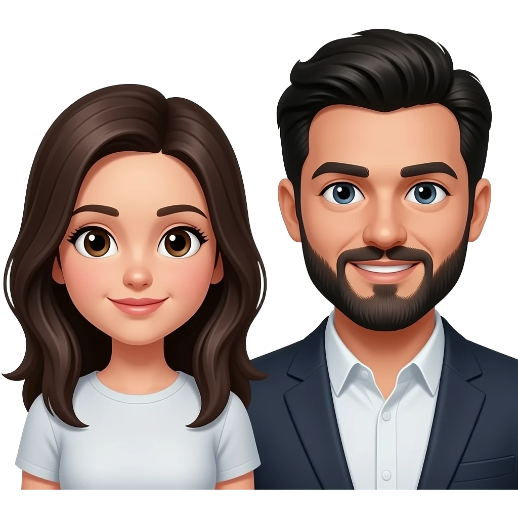 brunette girl and man with black hair and beard emoji