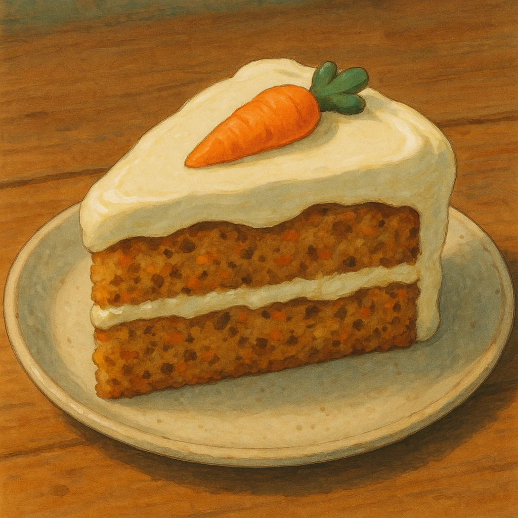 slice of carrot cake, thick icing  emoji